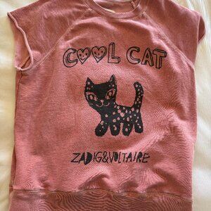 Zadig & Voltaire Women's Pink Cool Cat Sleeveless Sweatshirt